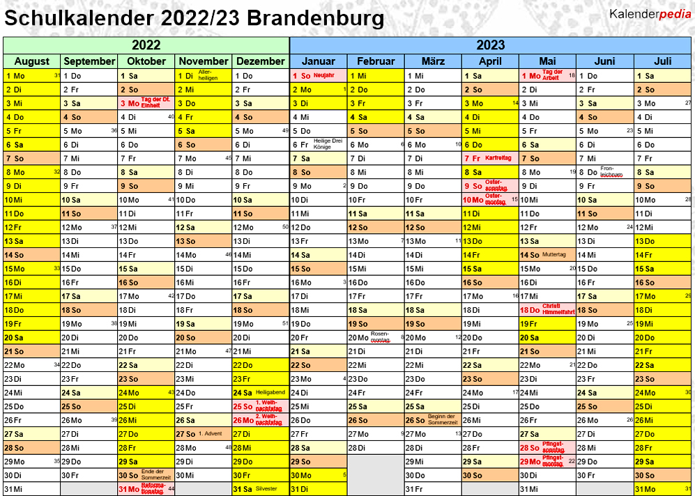 Kalender 2020 Brandenburg